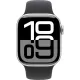 Умные часы Apple Watch Series 10 46 мм (алюминиевый корпус, серебристый/черный, спортивный силиконовый ремешок S/M)