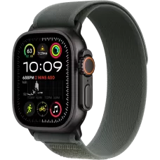 Умные часы Apple Watch Ultra 2 LTE 49 мм (титановый корпус, черный/зеленый, нейлоновый ремешок S/M)